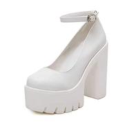 Goth-Plattform-Kristall-Knöchelriemen, runde Zehen, Hakenblock, klobiger Block, High Heels, modische Abendschuhe, Mary Jane-Schuhe, Wickelzehe, sexy Partykleid, Schuhe für Frauen, bequem, stilvoll