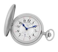 Gotham GWC18810S Herren-Taschenuhr, klassisch, silberfarben, poliertes Gehäuse, doppeltes Hunter 17 Juwelen, mechanisch, silber