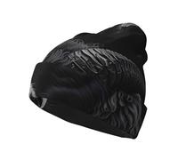 Gothic Dark Sheep Head Print Brimless Knit Hat, Versatile and Comfortable for Daily Commutes and Travel Black