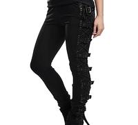 Gothic Hose Damen Schwarz -Punk Hose Damen Cargohose Damen Baggy Cargo Hosen Cut Out Steampunk Retro Mittelalter Hose Track Pants High Waist Haremshosen Streetwear Party Halloween Karneval Kleidung