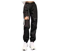 Gothic Hose Damen Schwarz -Punk Hose Damen Cargohose Damen Baggy Cargo Hosen Cut Out Steampunk Retro Mittelalter Hose Track Pants High Waist Haremshosen Streetwear Party Halloween Karneval Kleidung