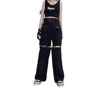 Gothic-Jeans für Damen - Punk & Y2K Hose mit hoher Taille - Emo Style - Schwarz, Groß