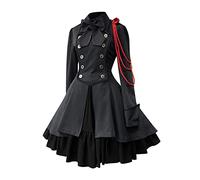 Gothic Kleidung Damen Elegant Rockabilly Kleid Swing A-Linie Partykleider Vintage Steampunk Kostüm Hohe Taille Cocktailkleid Festliches Halloween Petticoat Faltenrock Mittelalterkleid