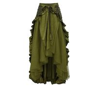 Gothic Kleidung Damen Schwarzer Lang Spitze Rock Rave Outfit Mittelalter Punk Vampir Trachtenrock Hexenrock Steampunk Rüschen Satin Schlitz Faltenrock Viktorianisch Vintage Vokuhila Braun Blau 4xl 5xl