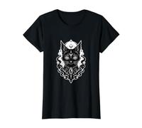 Gothic Psychedelic Black Cat Hypnotic Eyes Celestial Witchy Preisgünstiges Grafik-T-Shirt, Damen, Schwarz, M