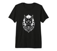 Gothic Psychedelic Black Cat Hypnotic Eyes Celestial Witchy Premium T-Shirt