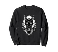 Gothic Psychedelic Black Cat Hypnotic Eyes Celestial Witchy Sweatshirt
