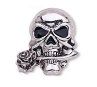 Gothic Punk Totenkopf Brosche X1516 aus Legierung für Halloween Feier | Silber, Clip Pin Halterung, Dekoration für Cosplay Party, Herren und Damen, Stil X1516