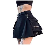 Gothic Rock Damen -Punk Rock Damen Steampunk Rock Damen Reißverschluss Schwarz Minirock Sexy Kurz Faltenrock A Linie Röcke Mittelalter Rock Hohe Taille Cosplay Halloween Karneval Kostüm Mini Skirt