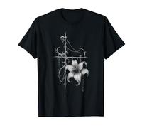 Gothic Rose Rot Vintage Mond Rabe Skelett Blume Dunkel T-Shirt