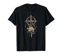 Gothic Rose Rot Vintage Mond Rabe Skelett Botanischer Mond T-Shirt
