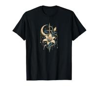 Gothic Rose Rot Vintage Mond Rabe Skelett Dark Botanical T-Shirt