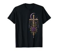 Gothic Rose Rot Vintage Mond Rabe Skelett Dunkel Floral T-Shirt