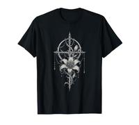 Gothic Rose Rot Vintage Mond Rabe Skelett Elegante Blume T-Shirt
