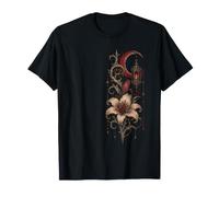 Gothic Rose Rot Vintage Mond Rabe Skelett Floral Night T-Shirt