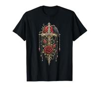 Gothic Rose Rot Vintage Mond Rabe Skelett Floral Vintage T-Shirt