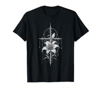 Gothic Rose Rot Vintage Mond Rabe Skelett Halbmond T-Shirt