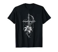 Gothic Rose Rot Vintage Mond Rabe Skelett Mystic Blume T-Shirt