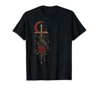 Gothic Rose Rot Vintage Mond Rabe Skelett Rabe Rose T-Shirt