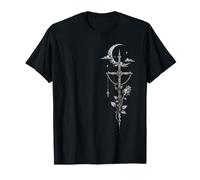Gothic Rose Rot Vintage Mond Rabe Skelett Rose Mond Garten T-Shirt