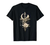 Gothic Rose Rot Vintage Mond Rabe Skelett Vintage Floral T-Shirt