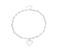 Gothic-Stacheldraht-Herz-Anhänger, Halskette für Männer und Frauen, Hip-Hop, Punk, Gothic, Dornen, Kette, Choker, Y2K, ästhetischer Spike-Liebesanhänger, verstellbar, Silber, Harajuku, Rock, Biker