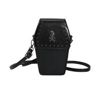 Gothic-Tasche, Halloween-Umhängetasche, Sargform, vielseitig, trendige Tasche für Mädchen und Frauen, kleine Handytasche, Nieten-Handtasche, Schwarz