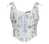 Gothic Wikinger Korsett Shapewear Schulterfrei mit Reißverschluss Weste Brust Binder Hell Lila Blumen 42