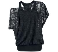 Gothicana by EMP 2 in 1 Spitzen Shirt T-Shirt schwarz in S