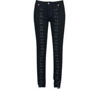 Gothicana by EMP Damen Schwarze Jeans mit Schnürung über die kompletten Beine W31L30
