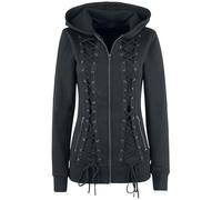 Gothicana by EMP Damen schwarze Kapuzenjacke mit Schnürung 4XL