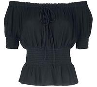 Gothicana by EMP Off Shoulder Shirt With Smocked Details T-Shirt schwarz in XXL