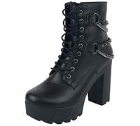 Gothicana by EMP Schwarze Stiefeletten mit Nieten besetzten Riemen und Ketten High Heel schwarz in EU38