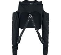 Gothicana by EMP Cropped Hoodie mit Riemen Kapuzenpullover schwarz in M