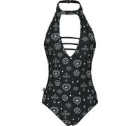 Gothicana by EMP Damen schwarzer Neckholder Badeanzug mit Clipverschluss S