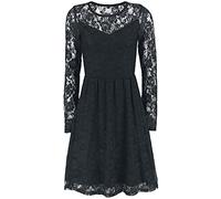 Gothicana by EMP Damen schwarzes Langarm-Kleid tailliert aus Spitze mit Herz-Ausschnitt L