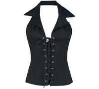 Gothicana by EMP Damen schwarzes Neckholder-Top mit Schnürung und Kragen S