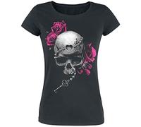 Gothicana by EMP Damen schwarzes T-Shirt mit Totenkopf-Print XL