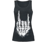 Gothicana by EMP Damen schwarzes Top mit Skelett-Rockhand aus angenehm weichem Baumwollstoff M