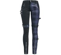 Gothicana by EMP Gemusterte Hose mit Nieten und Riemen Stoffhose schwarz blau in W29L32