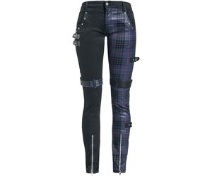 Gothicana by EMP Gemusterte Hose mit Nieten und Riemen Stoffhose schwarz blau in W30L32