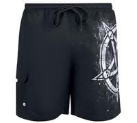 Gothicana by EMP Herren Schwarze Badeshorts mit Pentagramm-Print L