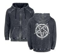 Gothicana by EMP Herren Schwarze Kapuzenjacke mit vielen Pentagramdetails und seitlichen Tascheneingriffe