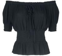 Gothicana by EMP Off Shoulder Shirt With Smocked Details T-Shirt schwarz in L