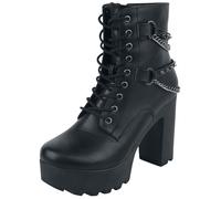 Gothicana by EMP Schwarze Stiefeletten mit Nieten besetzten Riemen und Ketten High Heel schwarz in EU38