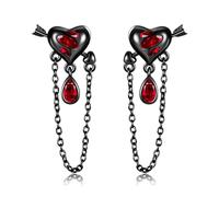 Gotik-Ohrringe Sterlingsilber Pfeil schwarzes Herz Ohrstecker Gothic-Schmuck Geschenke für Frauen