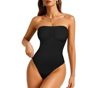Gotoly Trägerloser Body Shapewear Damen Bauchweg Stark Body Shaper Mit Abnehmbarer Trägern Figurenformend Shaping Bodysuit String Sculpting Korsett Nahtlose Formende Bodys Miederbody (Schwarz, XXL)