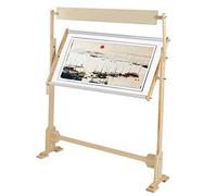 GOTOTOP Stickständer, 360 Grad Einstellbar Stickerei Ständer Verstellbare Kreuzstich Stickerei Ständer Stickständer aus Kiefer und PVC mit Stickrahmen, 104 x 40 x 88 cm