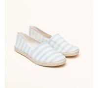Gottstein Camping Duo Linen-Espadrille aus GRS zertifizierten Leinen für Damen - Nachhaltiger Sommerschuh mit Gummisohle blau 36