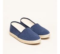 Gottstein Camping Linen-Espadrille aus GRS zertifizierten Leinen für Damen - Nachhaltiger Sommerschuh mit Gummisohle dunkel-blau 37